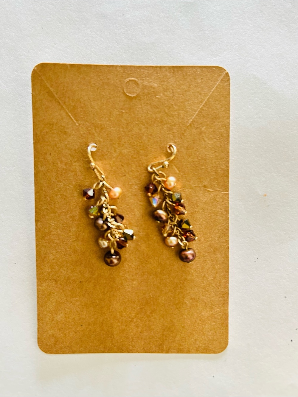 Gold Pearl & Crystal Cluster Drop Earrings